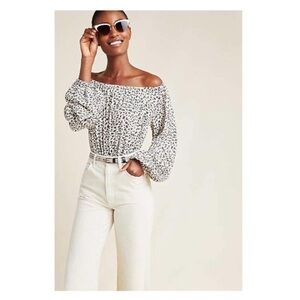 Anthropologie Cascais Animal Print Off Shoulder Top sz S